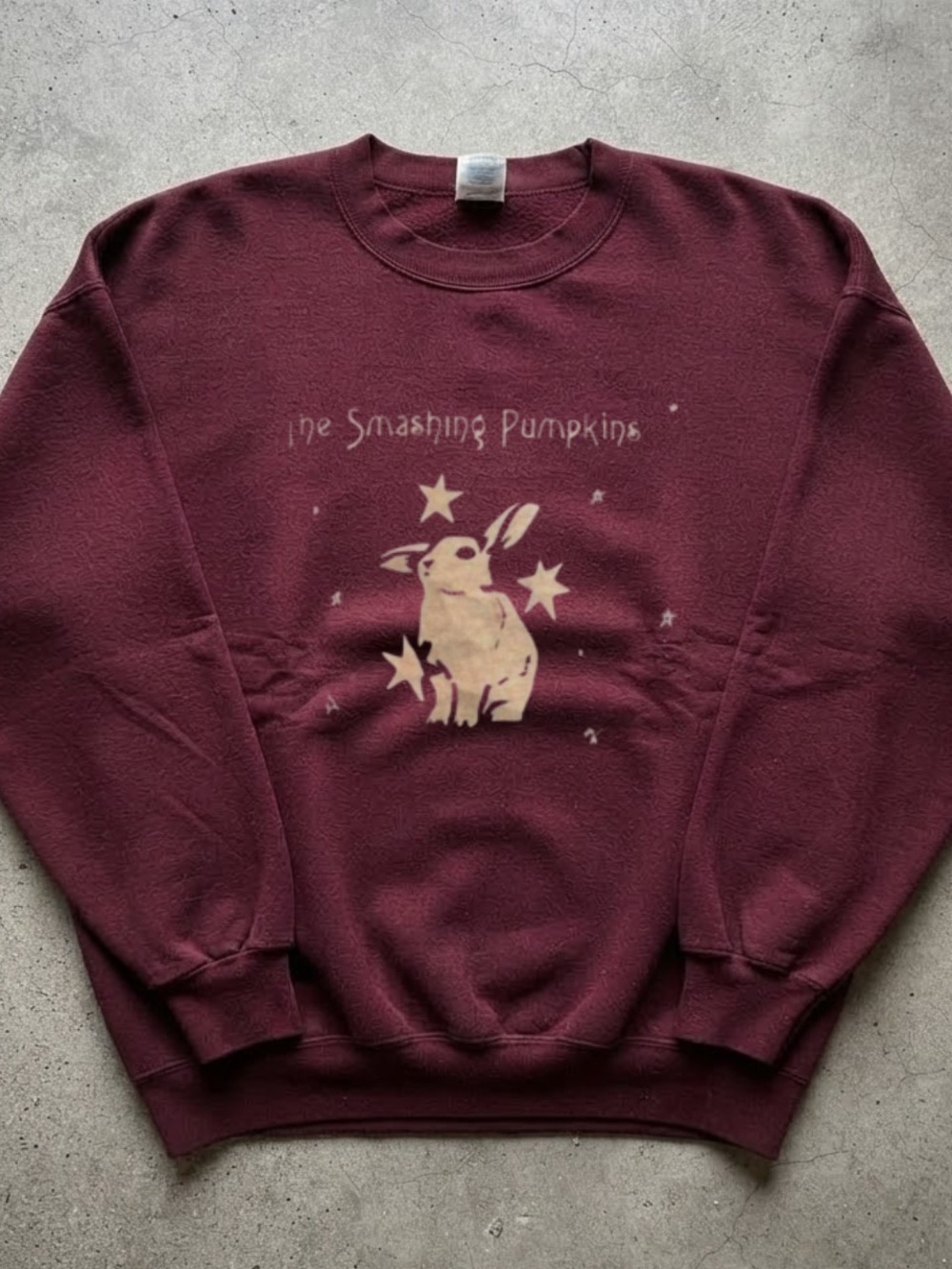 Gildan Maroon The Smashing Pumpkins Bunny Graphic Crewneck Sweatshirt